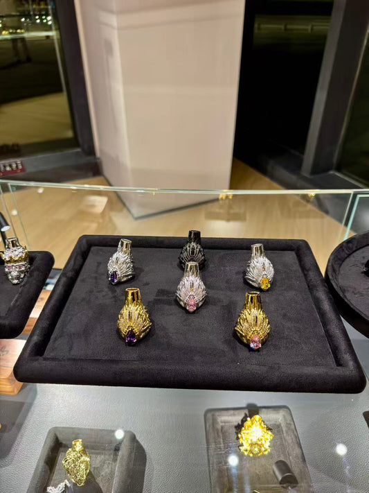 Cigarette Holder- Silver-pink diamond Egyptian Queen