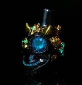Cigarette Holder- Black-blue diamond Double Horned Skull