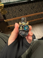Double Horned Skull Cigarette Holder — Black-Blue Diamond