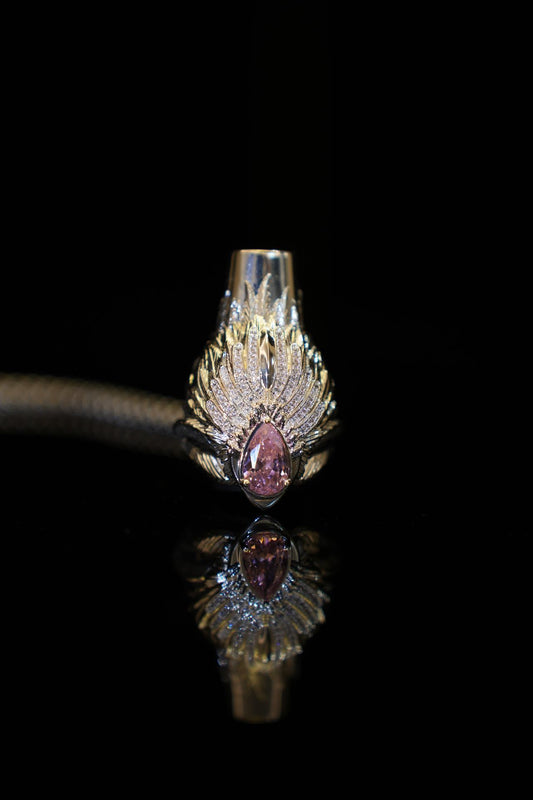Cigarette Holder- Silver-pink diamond Egyptian Queen